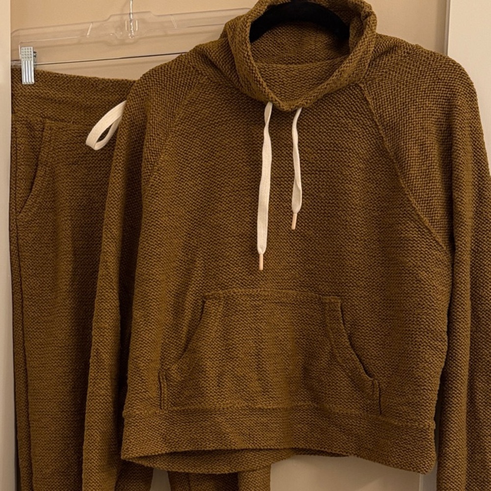 Aerie Brown Cowl Neck Sweater and Sweatpants Set